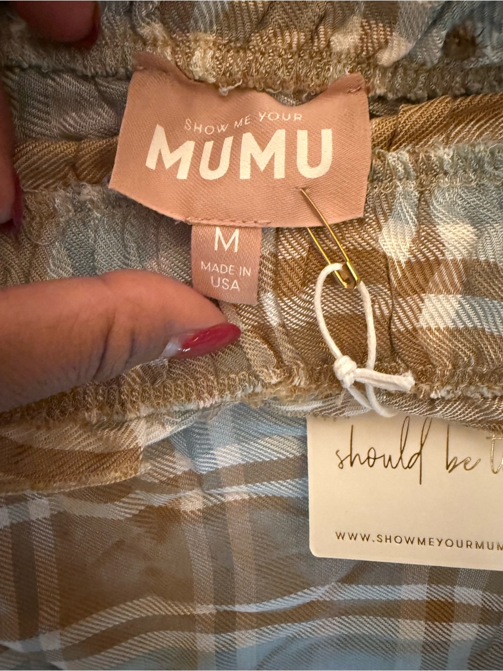 Show Me Your Mumu Plaid Maxi Skirt Crop Top Set M Boho Western Cottagecore NWT - Picture 5 of 9
